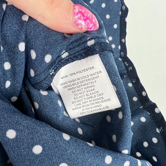 NWT Cooper St Printed Short Sleeve Wrap Mini Dress Navy Polka Dots Size Small S - Picture 9 of 13